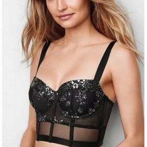 💐 Victoria's Secret Silver & Mesh Balcony Bra